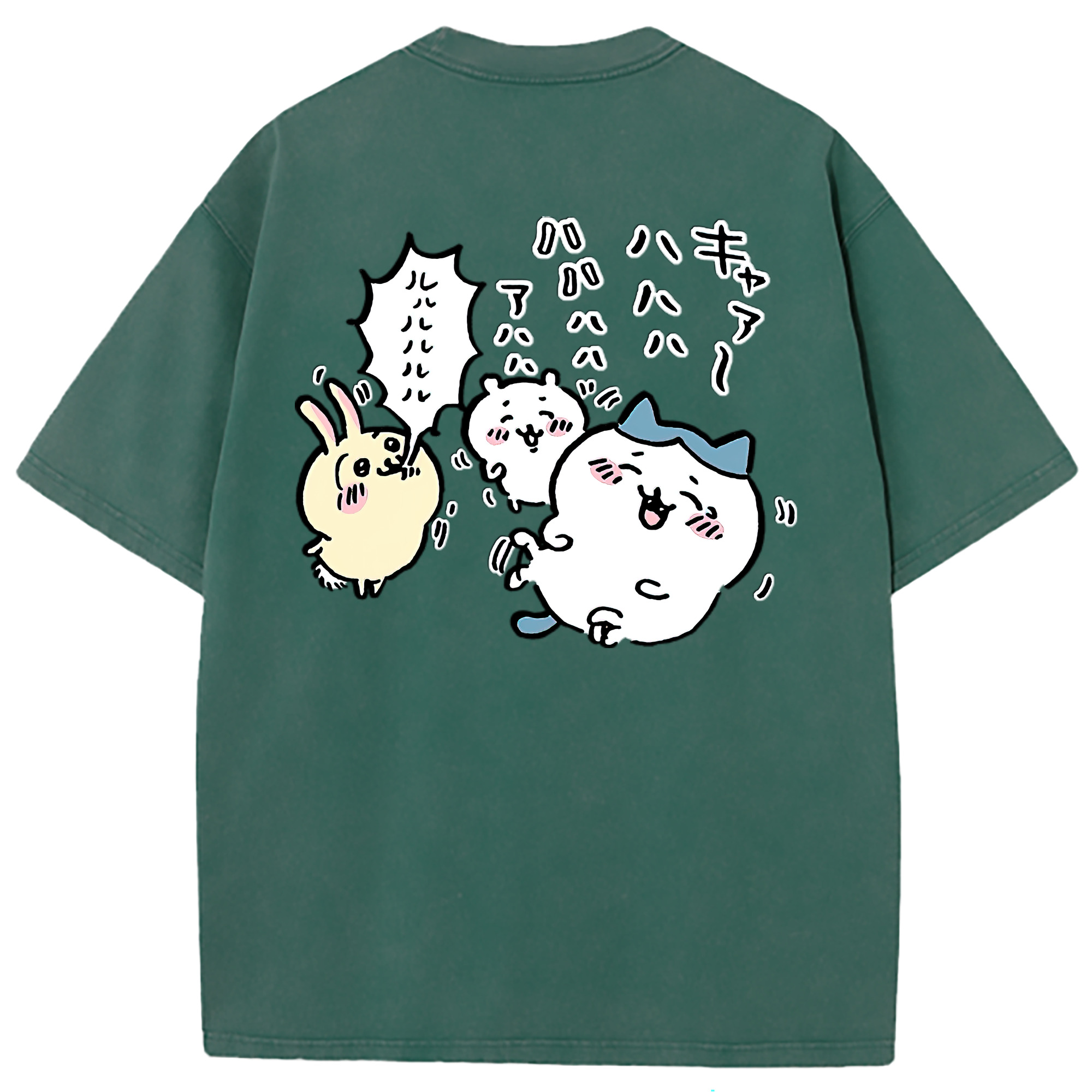 （画像用） ちいかわ うさぎ Chii-kawa usagi 綿100% ヴィンテージ風 半袖Tシャツ（背面プリント）